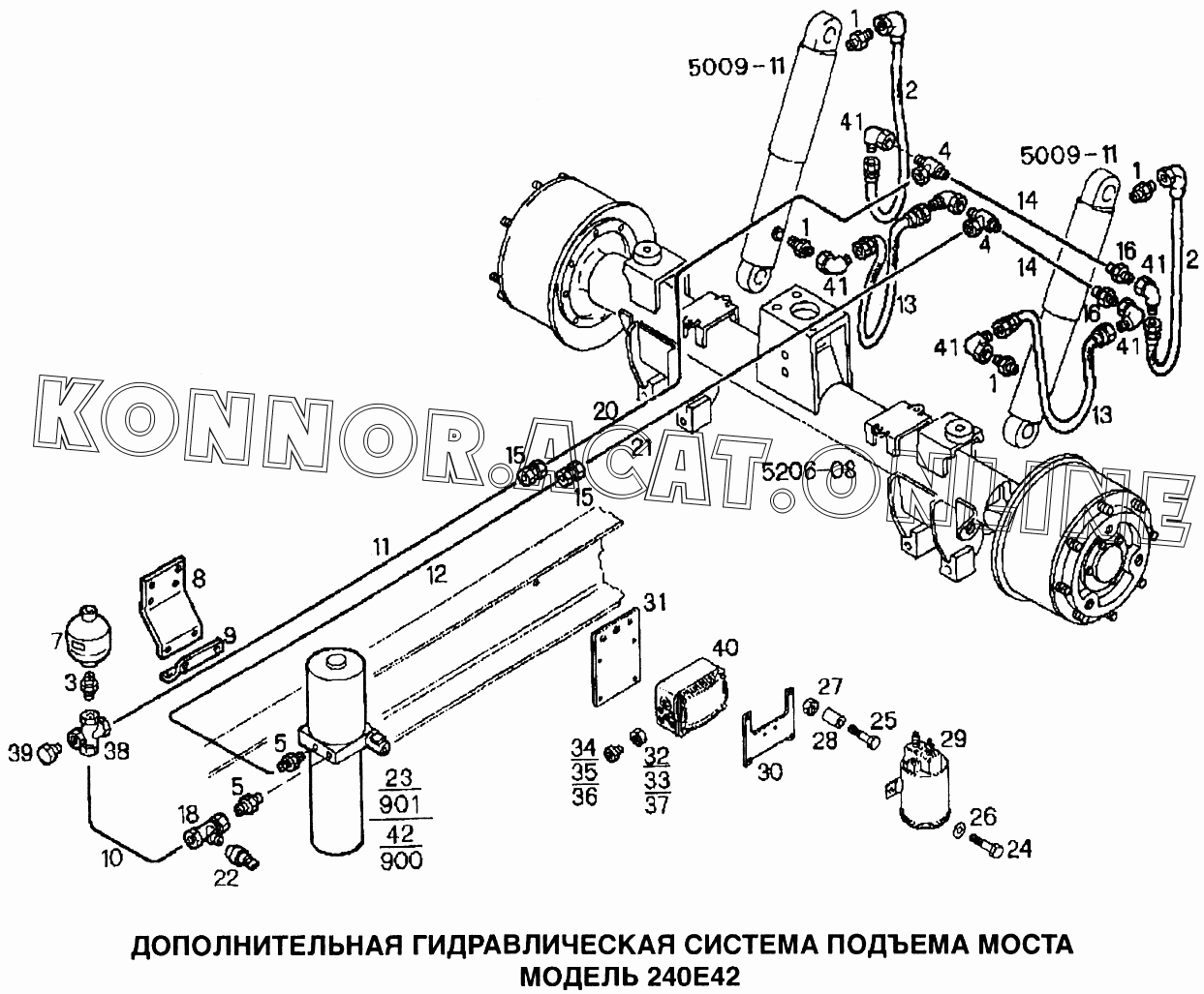 Дополнительная гидравлическая система подъема моста 240E42 Iveco EuroStar |  Запчасти Konnor