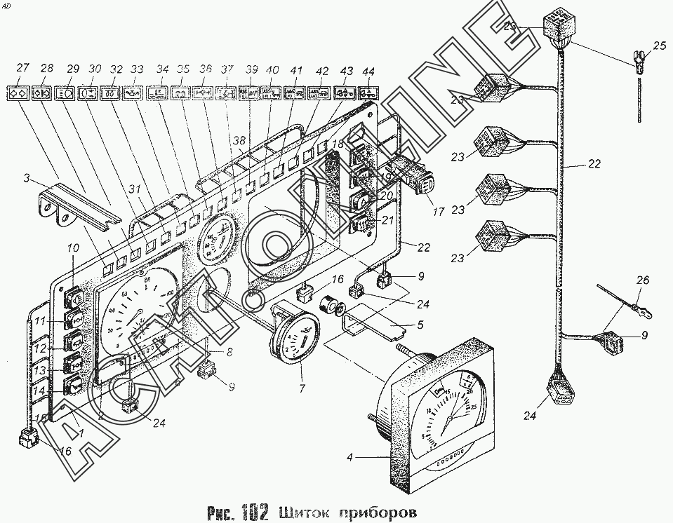 Схема приборной панели маз