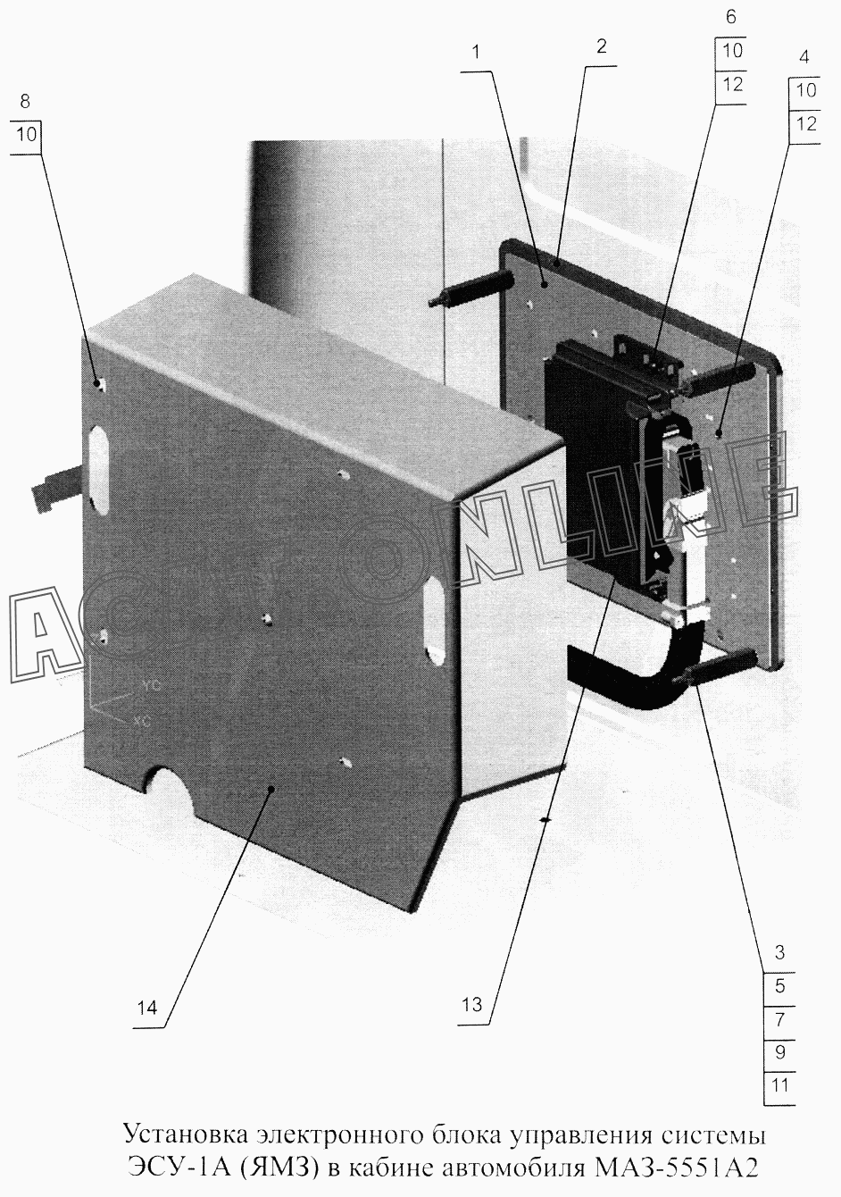 Установка электронного блока управления системы ЭСУ-1А (ЯМЗ) в кабине  автомобиля МАЗ-5551А2 МАЗ 555102 | Запчасти Konnor