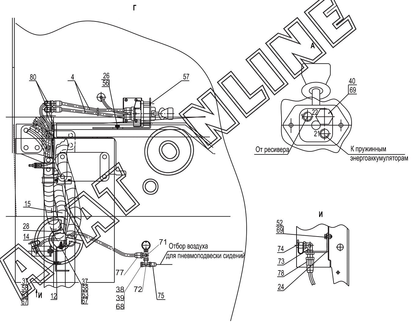 Привод стояночного тормоза 5340V4-3537006-010 МАЗ 5550V5 | Запчасти Konnor